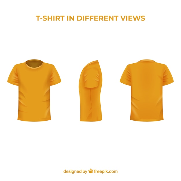 Free vector men's t-shirt in different views with realistic style