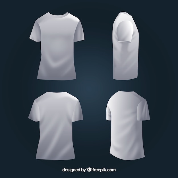 Free Vector men's t-shirt in different views with realistic style