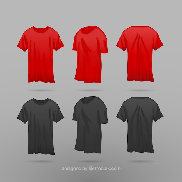 Free Vector men's t-shirt in different views with realistic style