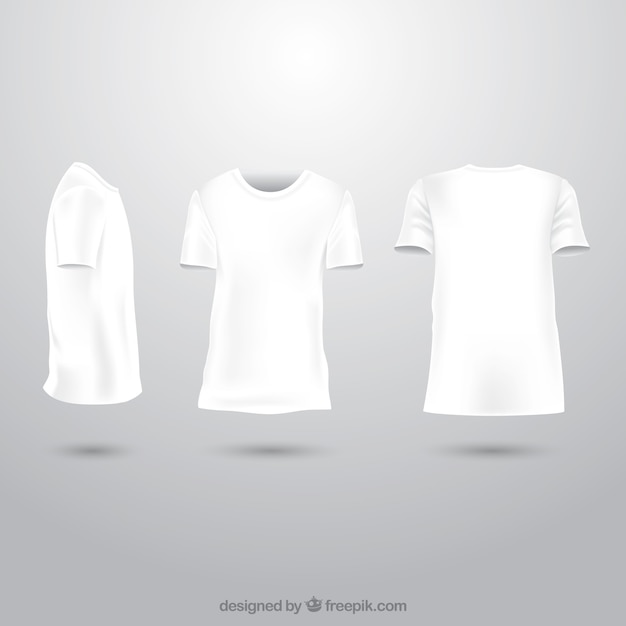 Free vector men's t-shirt in different views with realistic style