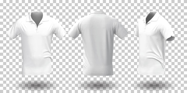 men's white polo shirt mockup in different view