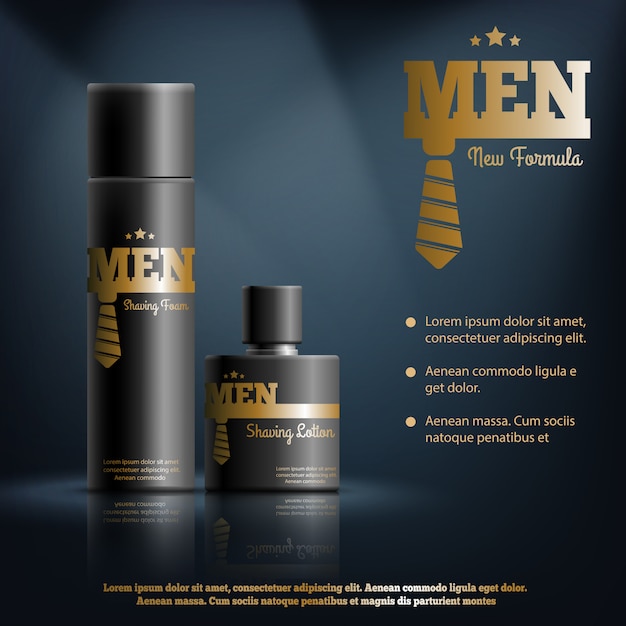 Mens Shaving Cosmetics Realistic Composition