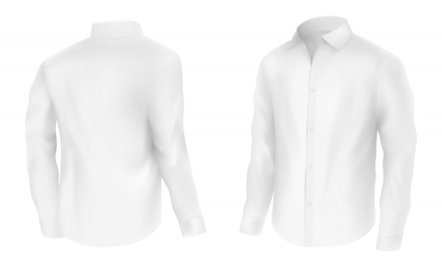 Mens white shirt with long sleeves half turn