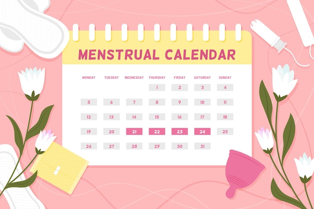 Free Vector menstrual calendar concept with flowers