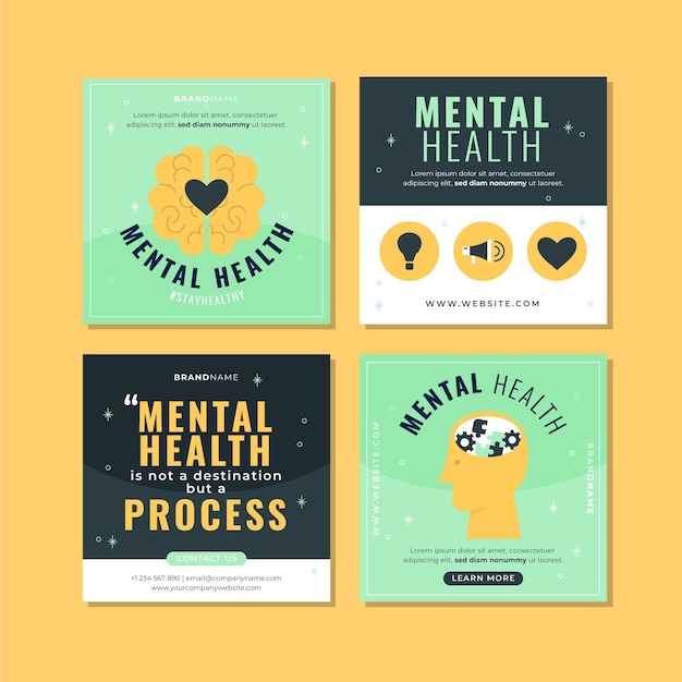 Free Vector mental health instagram posts collection