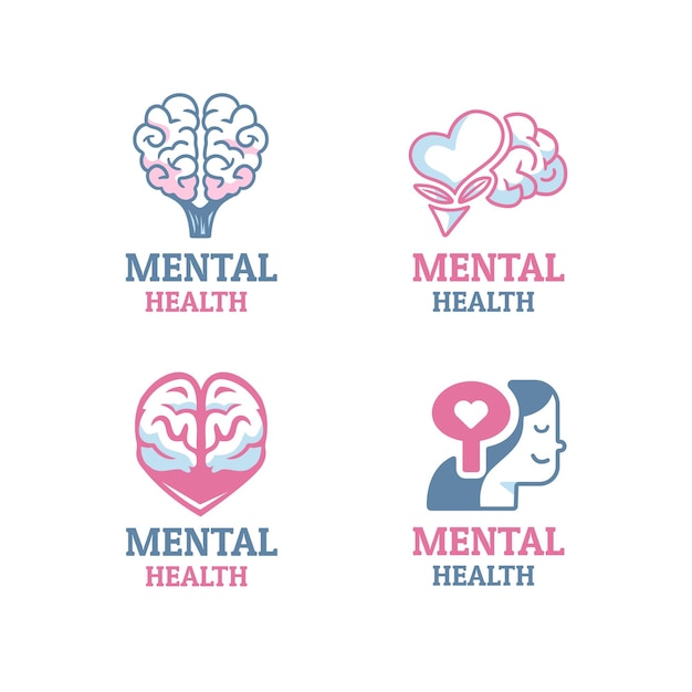 Mental health logos set