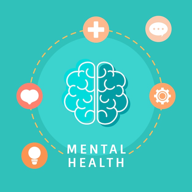 Free vector mental health understanding the brain vector