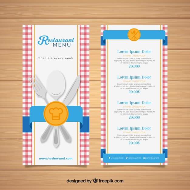 Menu restaurant in flat style