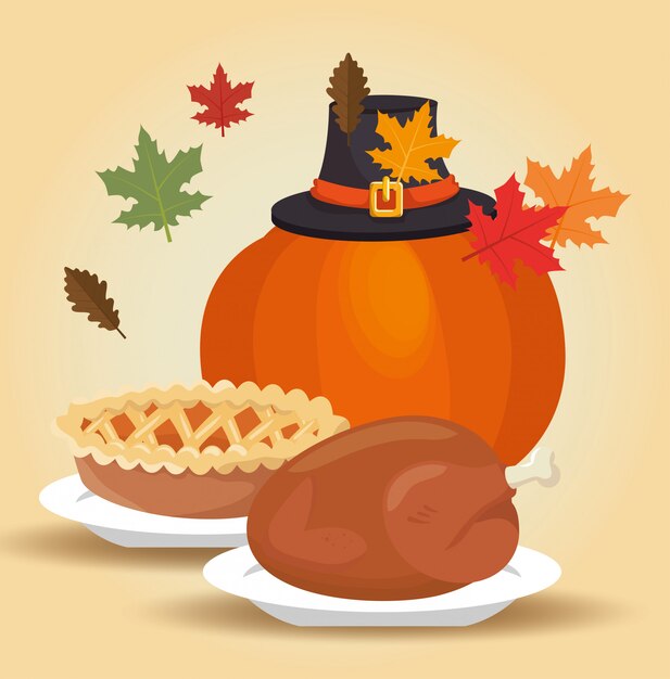 menu thanksgiving autumn leaves design