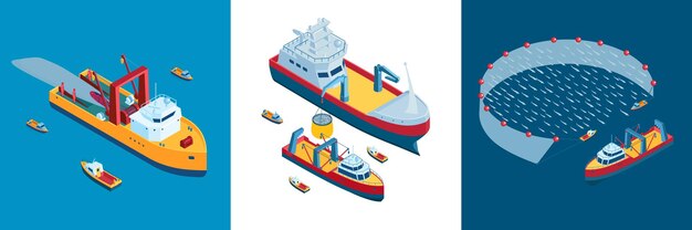 merchant ship illustration set