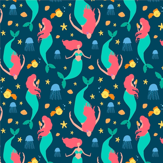 Mermaid pattern aquatic design