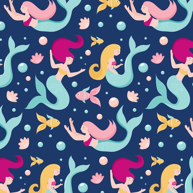 Free Vector mermaid pattern