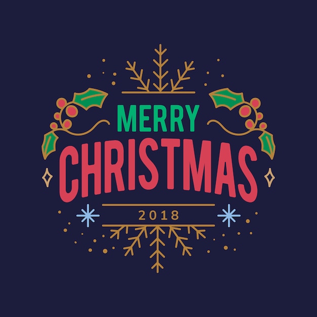 Merry Christmas 2018 greeting badge