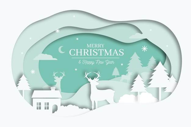 Merry christmas background in paper style concept