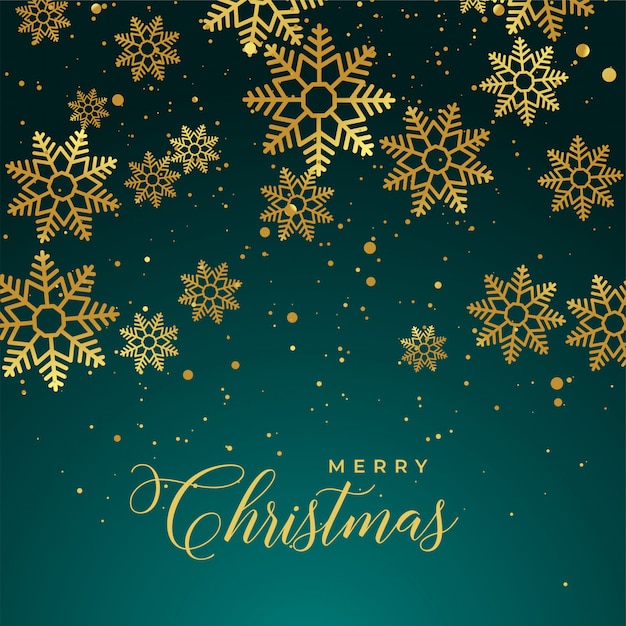 Merry christmas background with golden snowflakes