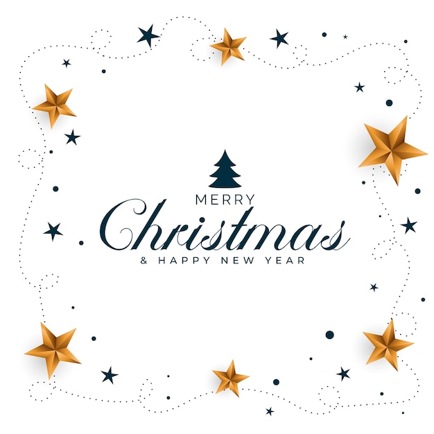 Free vector merry christmas background with golden stars design