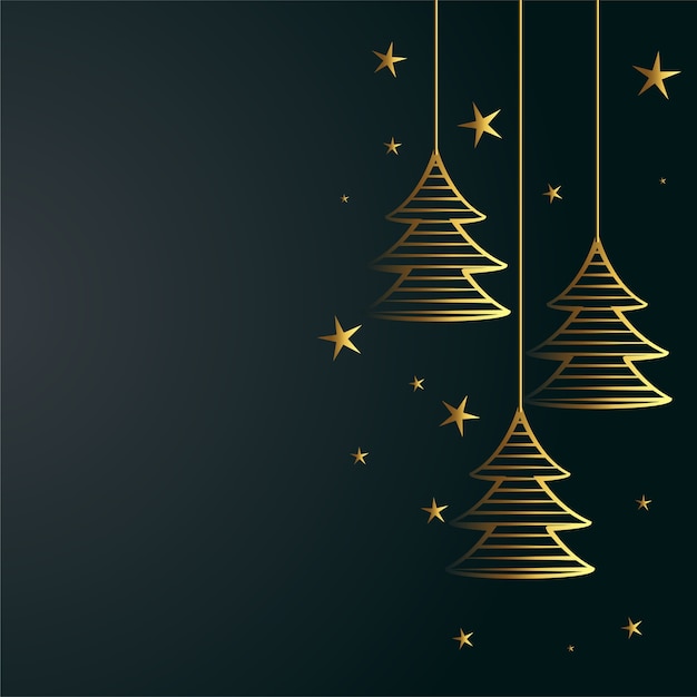 Merry christmas background with golden tree and stars decoration