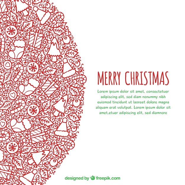 Merry christmas background with hand drawn elements