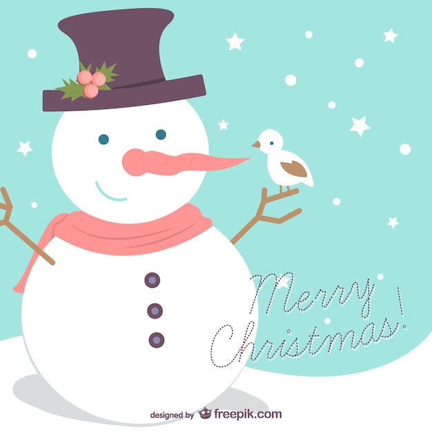 Merry Christmas background with snowman