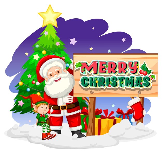 Merry Christmas banner with Santa Claus