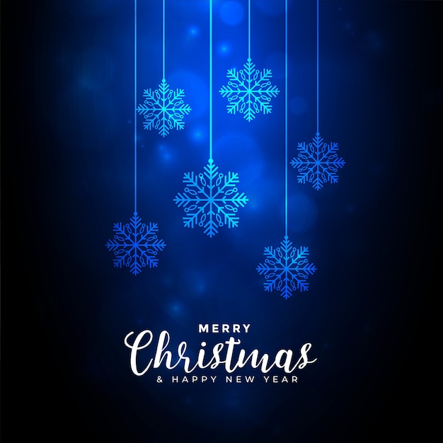 Merry christmas blue background with snowflakes decoration