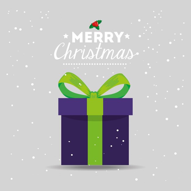 Merry christmas card with gift box