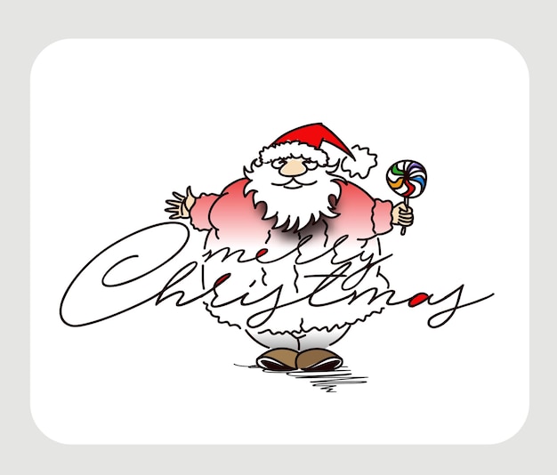 Free vector merry christmas! cartoon style funny santa claus holding candy, vector illustration