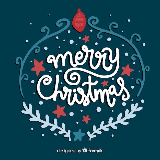 Free Vector merry christmas concept with lettering