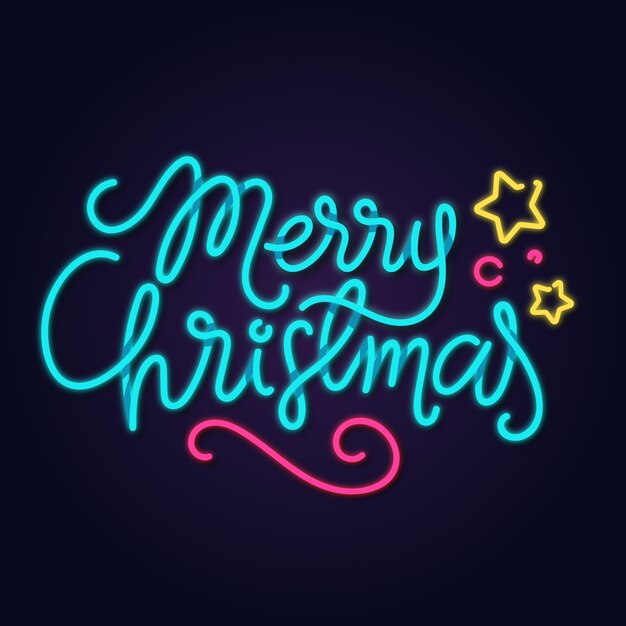 Merry christmas concept with neon design