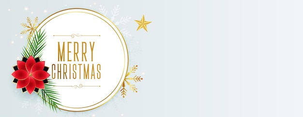 Merry christmas decorative flower celebration web banner with text space