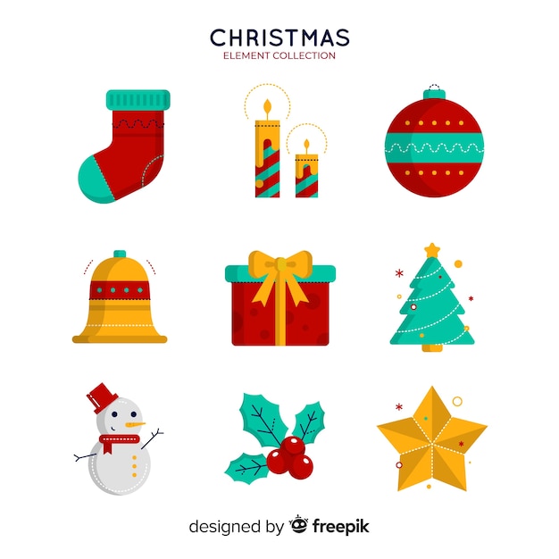 Merry christmas element collection in flat design