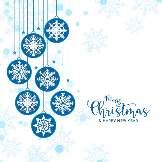 Merry Christmas festival background with decorative blue christmas balls