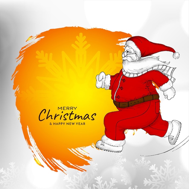 Free vector merry christmas festival background with running santa claus design