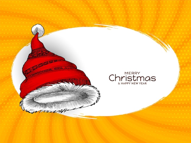 Merry Christmas festival background with santa claus cap design