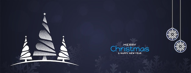 Merry Christmas festival banner with Christmas tree vector