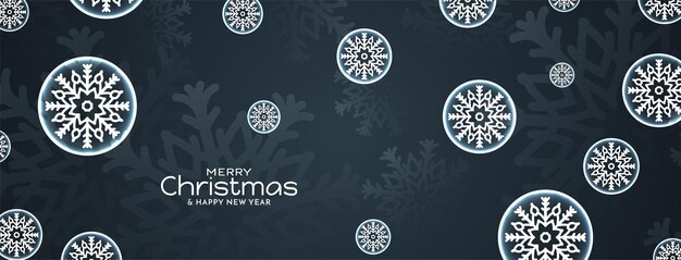 Merry Christmas festival banner with glossy snowflakes vector