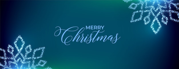 Merry christmas festival banner with sparkling snowflakes