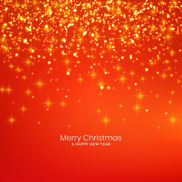 Merry Christmas festival glitters and stars red background design vector