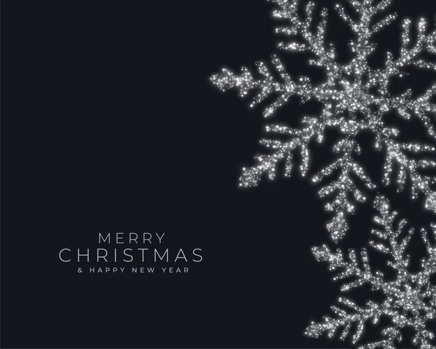 Merry christmas festival greeting card with sparkling snowflakes