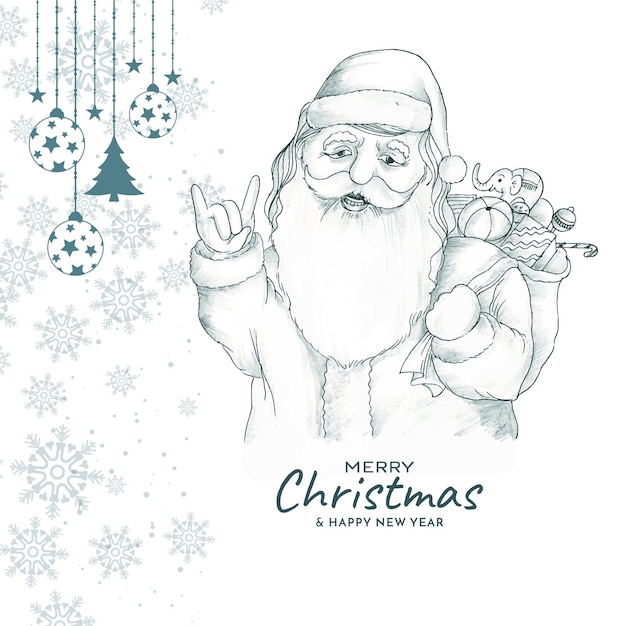 Free Vector merry christmas festival greeting elegant background with santa claus