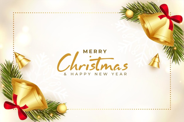 Merry christmas festival realistic bells greeting wishes background