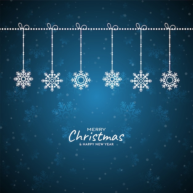 Merry Christmas festival snowflakes blue background 