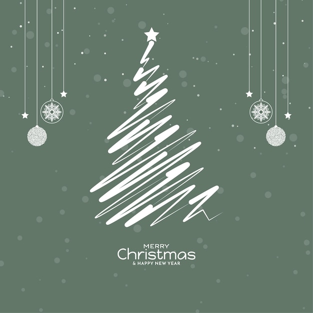 Free Vector merry christmas festival soft green card with christmas tree design