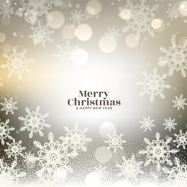 Merry Christmas festival stylish bokeh snowflakes background design vector