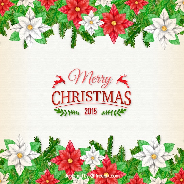 Free vector merry christmas floral background