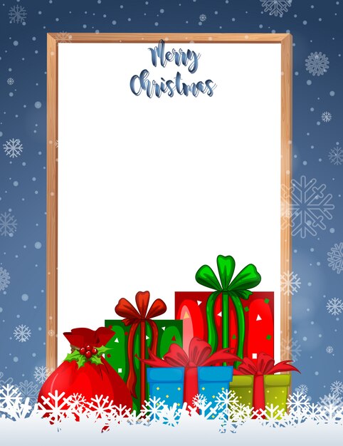 Merry christmas frame with presents and copyspace