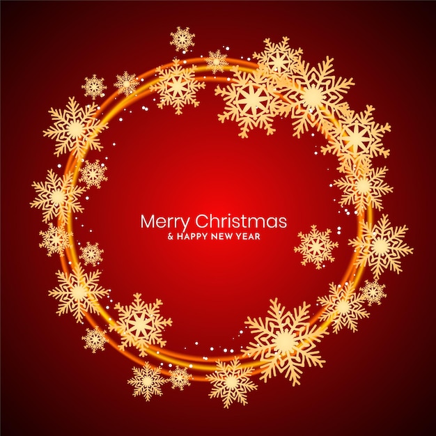 Merry Christmas glossy circle snowflakes frame background vector