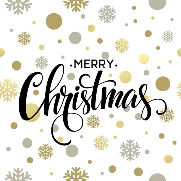 Merry Christmas gold glittering lettering design. Vector illustration EPS 10