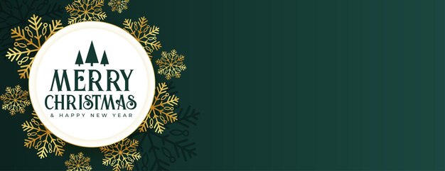 Merry christmas golden snowflakes banner with text space