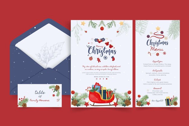 Merry christmas and happy holidays stationery collection